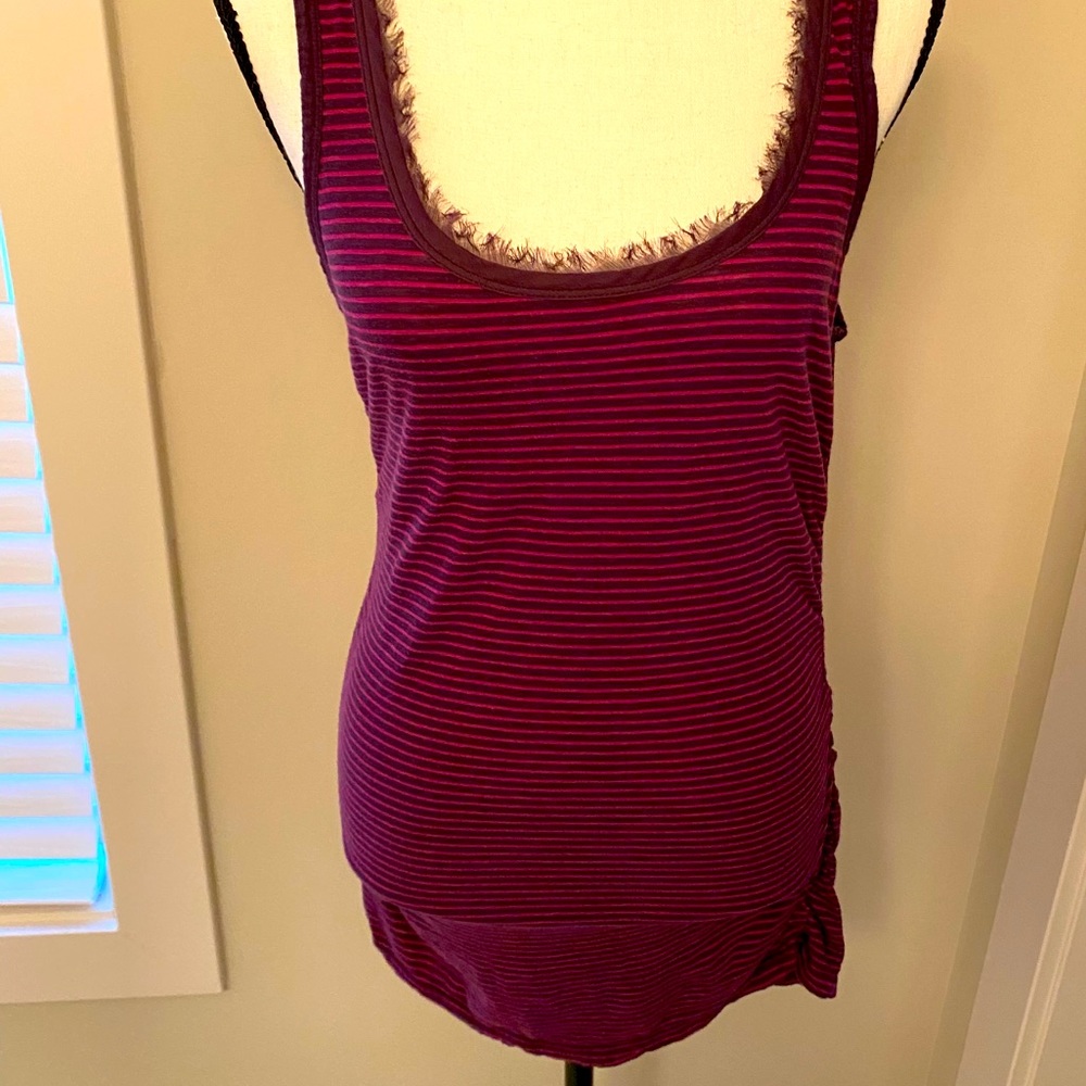 Caslon|| Deep purple/magenta striped long tank with collar accent